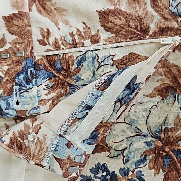 NEW Abercrombie & Fitch A&F Linen-Cotton Tailored Shorts Cream Floral Motif - L - Picture 5 of 8